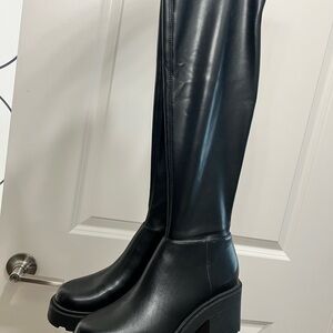 Primark Black Over the Knee Boots with Chunky Sole